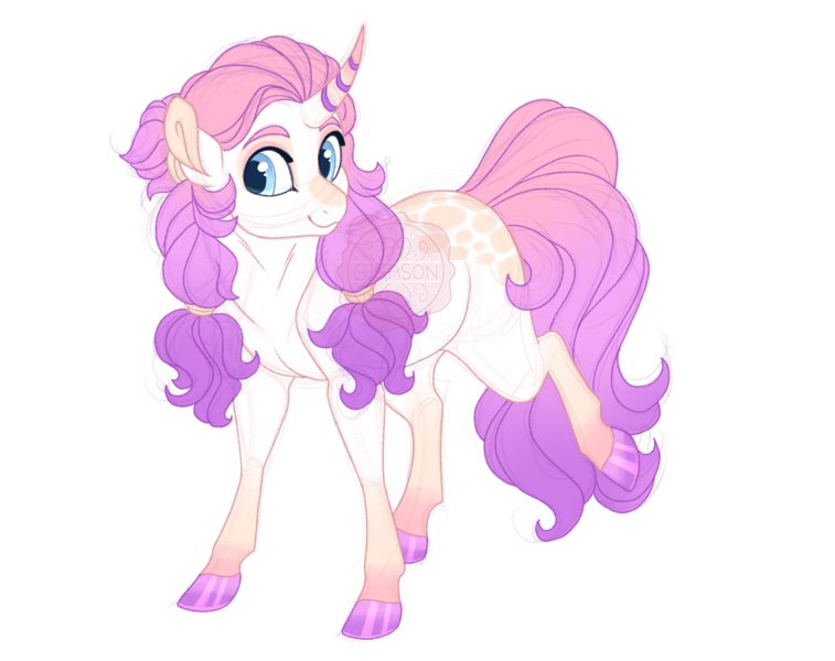 Size: 2900x2300 | Tagged: safe, artist:gigason, derpibooru import, oc, oc:mitten, pony, unicorn, curved horn, female, horn, image, magical lesbian spawn, mare, offspring, parent:fluttershy, parent:rarity, parents:flarity, png, simple background, solo, transparent background