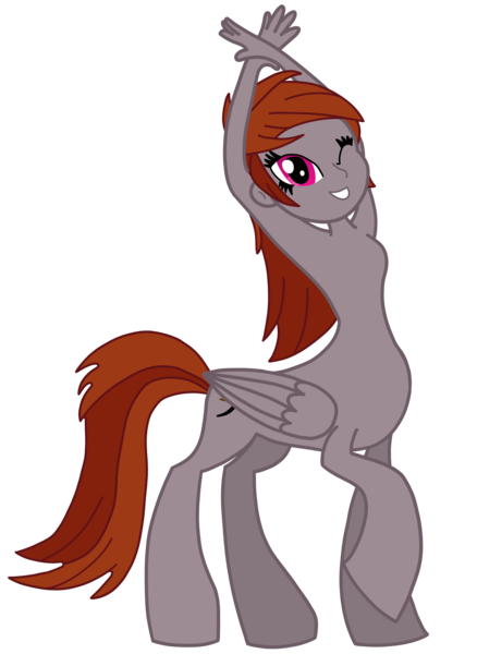 Size: 3500x4800 | Tagged: safe, alternate version, artist:funny jo, derpibooru import, oc, oc:funny jo, unofficial characters only, centaur, taur, equestria girls, centaur oc, crossed arms, eyelashes, female, image, one eye closed, png, raised arms, raised hoof, simple background, smiling, solo, solo female, transparent background, wings