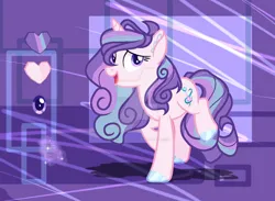 Size: 1045x764 | Tagged: safe, artist:selenavivacity, derpibooru import, oc, oc:tormented crystal, unofficial characters only, pony, unicorn, abstract background, colored hooves, colored pupils, ear fluff, female, heart shaped, horn, image, jpeg, magic, magic aura, mare, offspring, parent:princess cadance, parent:shining armor, parents:shiningcadance, reference sheet, solo, unicorn oc