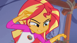 Size: 640x360 | Tagged: safe, derpibooru import, sunset shimmer, equestria girls, equestria girls series, animated, cute, female, finger, gif, hand, hypnosis, image, magic, mind, solo, solo female, sunset