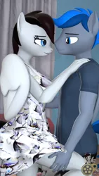 Size: 1080x1920 | Tagged: safe, artist:midnightdanny, derpibooru import, oc, oc:azure thunder, oc:midnight harmony, anthro, pegasus, 3d, image, looking at each other, looking at someone, png, source filmmaker