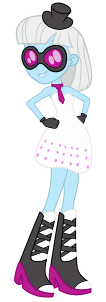 Size: 283x800 | Tagged: safe, artist:ajosterio, photo finish, equestria girls, boots, clothes, clothes swap, dress, fall formal outfits, gloves, hat, high heel boots, image, necktie, png, shoes, solo, sunglasses