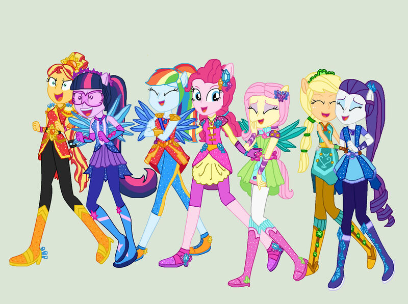 Size: 1280x955 | Tagged: safe, derpibooru import, applejack, fluttershy, pinkie pie, rainbow dash, rarity, sci-twi, sunset shimmer, twilight sparkle, equestria girls, boots, clothes, cowboy boots, crystal guardian, high heel boots, humane five, humane seven, humane six, image, jpeg, shoes, solo