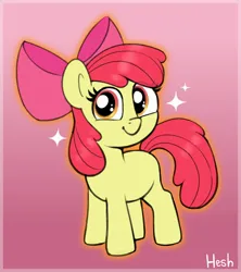 Size: 1920x2160 | Tagged: safe, artist:heretichesh, derpibooru import, apple bloom, earth pony, pony, adorabloom, blank flank, cute, eye clipping through hair, female, filly, foal, gradient background, image, jpeg, looking at you, smiling, smiling at you, solo, sparkles