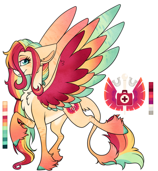 Size: 900x975 | Tagged: safe, artist:velnyx, derpibooru import, oc, oc:mango magic, pegasus, pony, colored wings, female, image, mare, multicolored wings, png, solo, unshorn fetlocks, wings