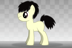 Size: 960x640 | Tagged: safe, artist:slickblade, derpibooru import, oc, oc:rakan, unofficial characters only, alicorn, earth pony, pony, pony creator, abstract background, alicorn oc, alicornified, animated, brown eyes, checkerboard, frown, gif, glow, gradient background, ground, horn, image, male, pattern, race swap, shadow, smiling, solo, stallion, standing, teeth, transformation, wings