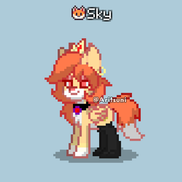 Size: 1500x1500 | Tagged: safe, artist:aritsuni, derpibooru import, oc, oc:skyfox, fox, pony, pony town, image, pixel art, png