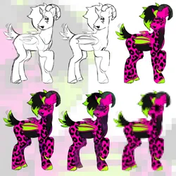 Size: 2000x2000 | Tagged: safe, artist:heartwoozy, derpibooru import, oc, unofficial characters only, bat pony, coat markings, fangs, horns, image, leopard print, needs more jpeg, open mouth, png, raised hoof, short tail, sparkledog, stylistic suck, tail, tail wag, wings