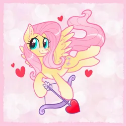 Size: 2048x2048 | Tagged: safe, artist:art_alanis, derpibooru import, fluttershy, pegasus, pony, arrow, bow (weapon), cupid, flying, heart, heart arrow, image, jpeg, spread wings, wings