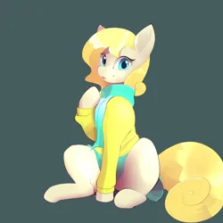 Size: 3000x3000 | Tagged: safe, artist:b-epon, derpibooru import, oc, oc:jenny, earth pony, pony, blonde hair, blonde mane, blonde tail, clothes, commission, image, png, scarf, skirt, solo, sweater, tail