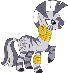 Size: 3321x3558 | Tagged: safe, artist:porygon2z, derpibooru import, zecora, zebra, bridle gossip, season 1, ear piercing, female, g4, image, jewelry, leg rings, neck rings, piercing, png, simple background, smiling, solo, transparent background, vector