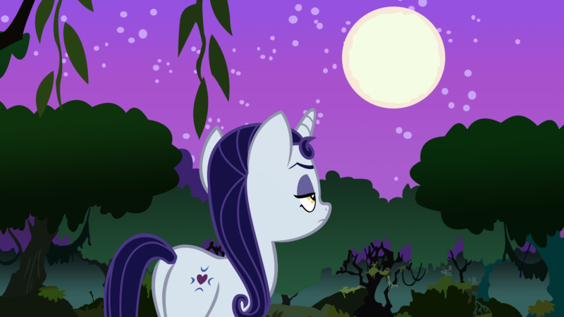 Size: 1920x1080 | Tagged: safe, artist:andoanimalia, artist:boneswolbach, artist:jaredking779, derpibooru import, moonlight raven, pony, unicorn, butt, everfree forest, female, image, mare, moon, night, plot, png