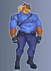 Size: 2500x3500 | Tagged: safe, artist:nauth, derpibooru import, anthro, horse, clothes, commission, image, jpeg, male, muscles, muscular male, police officer, sunglasses, uniform