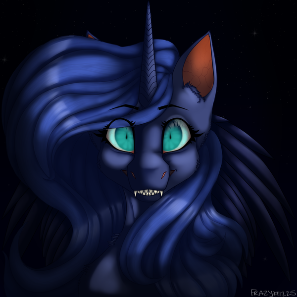 Size: 2000x2000 | Tagged: safe, artist:frazycoms, derpibooru import, nightmare moon, princess luna, fanfic:moonlit stranding, glow, glowing eyes, image, png, solo, staring at you