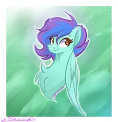 Size: 3700x3828 | Tagged: safe, artist:slightningdash, derpibooru import, oc, oc:blue lemonade, unofficial characters only, pegasus, pony, chest fluff, commission, eyebrows, eyebrows visible through hair, female, fluffy, folded wings, high res, image, looking at you, mare, pegasus oc, png, pony oc, shading, shiny, simple background, smiling, smiling at you, solo, wings