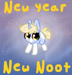 Size: 1632x1698 | Tagged: safe, artist:nootaz, derpibooru import, oc, oc:nootaz, pony, unicorn, coat markings, freckles, happy new year, holiday, image, jpeg, looking at you, socks (coat marking), solo