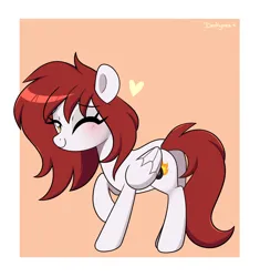 Size: 3100x3300 | Tagged: safe, artist:darkynez, derpibooru import, oc, unofficial characters only, pegasus, pony, happy, heart, image, jpeg, looking at you, one eye closed, smiling, solo, wink, winking at you