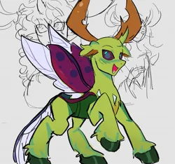 Size: 1513x1414 | Tagged: safe, artist:trixieacc06, derpibooru import, thorax, changeling, changeling king, happy, image, jpeg, male, open mouth, open smile, smiling, solo, spread wings, wings