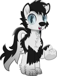 Size: 905x1216 | Tagged: safe, artist:lincolnbrewsterfan, derpibooru import, ponified, dog, dog pony, hengstwolf, husky, hybrid, original species, pony, werewolf, wolf, wolf pony, rainbow roadtrip, .svg available, :d, alternate universe, black and white, black and white tail, black mane, blake connors, blue eyes, bushy tail, chest fluff, chin fluff, claws, cute, cute little fangs, cute smile, dog nose, ear fluff, fanart, fangs, fur, grayscale, happy, highlights, hoof heart, image, leg fluff, looking at you, male, monochrome, movie accurate, muzzle, neck fluff, open mouth, open smile, paw pads, paw prints, pawkinesis, paws, png, race swap, shading, sharp teeth, simple background, slit pupils, smiling, smiling at you, solo, species swap, stallion, stallion oc, tail, teeth, transparent background, two toned tail, underhoof, vector, webkinz, youtube
