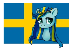 Size: 940x622 | Tagged: safe, artist:brella, derpibooru import, oc, ponified, unofficial characters only, pony, image, nation ponies, national flag, png, solo, sweden