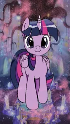 Size: 997x1773 | Tagged: safe, color edit, derpibooru import, edit, twilight sparkle, twilight sparkle (alicorn), alicorn, pony, my little pony: the manga, colored, golden oaks chandelier, image, png, twilight's castle, wallpaper