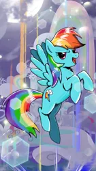 Size: 720x1281 | Tagged: safe, color edit, derpibooru import, edit, rainbow dash, pegasus, pony, my little pony: the manga, colored, image, jpeg, moon, rainbow, rainbow dash's house, solo, wallpaper