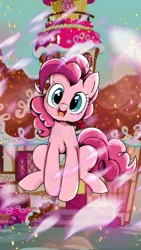 Size: 720x1280 | Tagged: safe, color edit, derpibooru import, edit, pinkie pie, earth pony, pony, my little pony: the manga, colored, image, png, solo, sugarcube corner, wallpaper