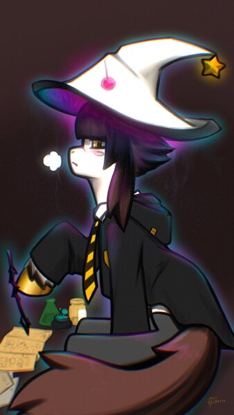 Size: 1080x1920 | Tagged: safe, artist:izalith_itxi, derpibooru import, oc, earth pony, pony, clothes, harry potter (series), hat, image, jpeg, wand, witch hat