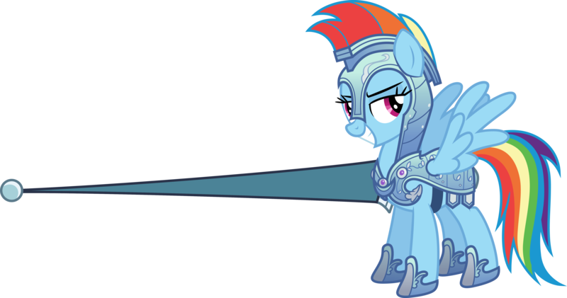 Size: 5694x3000 | Tagged: safe, artist:cloudyglow, derpibooru import, rainbow dash, the crystal empire, .ai available, armor, image, lance, png, simple background, solo, transparent background, vector, weapon