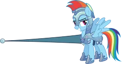 Size: 5694x3000 | Tagged: safe, artist:cloudyglow, derpibooru import, rainbow dash, the crystal empire, .ai available, armor, image, lance, png, simple background, solo, transparent background, vector, weapon