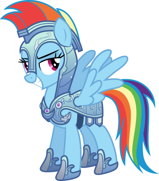 Size: 3000x3427 | Tagged: safe, artist:cloudyglow, derpibooru import, rainbow dash, the crystal empire, .ai available, armor, image, png, simple background, solo, transparent background, vector