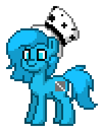 Size: 204x260 | Tagged: safe, derpibooru import, oc, oc:lisa, unofficial characters only, earth pony, animated, blue eyes, blue pony, crossover, cutie mark, earth pony oc, female, gif, hat, image, slendytubbies