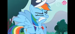 Size: 2400x1080 | Tagged: safe, derpibooru import, screencap, rainbow dash, pegasus, pony, may the best pet win, coach rainbow dash, coaching cap, context in description, frown, g4, grimace, gritted teeth, image, jpeg, rainbow dash is best facemaker, rainbow dash is not amused, rainbow dashs coaching whistle, solo, teeth, unamused, whistle, whistle necklace