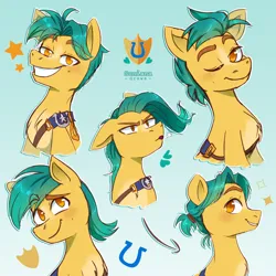 Size: 3000x3000 | Tagged: safe, artist:soniana252, derpibooru import, hitch trailblazer, earth pony, pony, alternate hairstyle, cute, g5, gradient background, image, jpeg, male, smiling, stallion