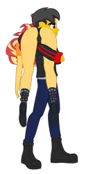 Size: 1928x3595 | Tagged: suggestive, artist:gmaplay, derpibooru import, sunset shimmer, oc, oc:saint rider, equestria girls, ass, bunset shimmer, butt, carrying, image, png, saintshimmer, simple background, solo, the ass was fat, transparent background, unconscious