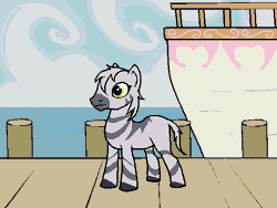 Size: 600x450 | Tagged: safe, artist:kazerad, oc, oc:grayburn, ponified, unofficial characters only, pony, zebra, female, gif, image, prequel (webcomic), quadrupedal, ship, solo
