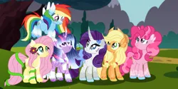 Size: 800x400 | Tagged: safe, artist:interstellar-quartz, artist:shiibases, derpibooru import, applejack, fluttershy, pinkie pie, rainbow dash, rarity, twilight sparkle, alicorn, earth pony, pegasus, pony, unicorn, alternate design, base used, image, mane six, png, redesign, twitterina design