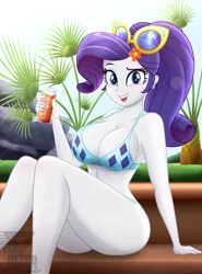 Size: 2000x2697 | Tagged: suggestive, artist:theretroart88, derpibooru import, rarity, equestria girls, beautisexy, breasts, busty rarity, clothes, image, open mouth, panties, png, swimsuit, thong, thong swimsuit, underwear