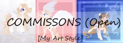 Size: 600x209 | Tagged: safe, artist:existencecosmos188, derpibooru import, oc, unofficial characters only, alicorn, unicorn, advertisement, alicorn oc, commission info, eyelashes, female, horn, image, jpeg, rearing, unicorn oc, wings