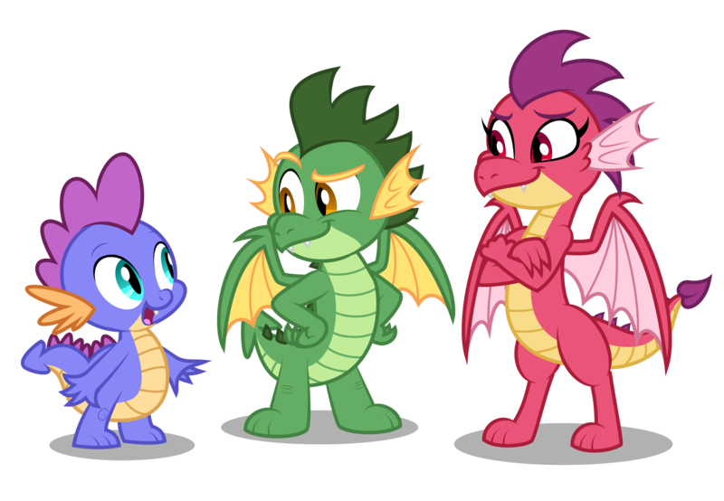 Size: 4282x2965 | Tagged: safe, artist:aleximusprime, derpibooru import, oc, oc:barb the dragon, oc:scorch the dragon, oc:singe the dragon, unofficial characters only, dragon, flurry heart's story, brother and sister, brothers, dragon oc, dragoness, female, image, kids, male, non-pony oc, png, siblings, spikes, teenaged dragon, wings
