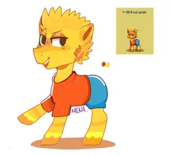 Size: 995x900 | Tagged: safe, artist:dsstoner, derpibooru import, earth pony, pony, pony town, bart simpson, clothes, crossover, image, png, raised hoof, shirt, shorts, the simpsons