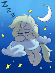 Size: 768x1024 | Tagged: safe, artist:grithcourage, derpibooru import, oc, oc:grith courage, earth pony, pony, cloud, cute, earth pony oc, female, image, jpeg, night, onomatopoeia, simple background, sleeping, sleepy, smol, solo, sound effects, stars, zzz