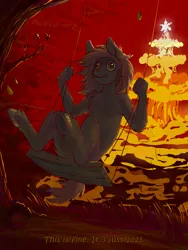 Size: 1500x2000 | Tagged: safe, artist:jehr, derpibooru import, anthro, earth pony, fallout equestria, 2023, explosion, image, png, solo, swing