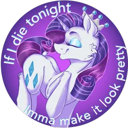 Size: 4951x4951 | Tagged: safe, artist:dankpegasista, derpibooru import, rarity, pony, unicorn, butt, button, caption, cheek fluff, circle background, crown, digital art, ear fluff, eyebrows, eyes closed, eyeshadow, font, gemstones, happy, highlights, image, image macro, jewelry, lineart, makeup, png, raised hoof, raised tail, regalia, shading, shiny mane, side view, simple background, smiling, tail, text