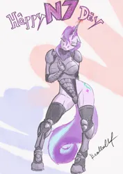 Size: 694x982 | Tagged: suggestive, artist:artsybeowulf, derpibooru import, starlight glimmer, anthro, unguligrade anthro, armor, female, image, png, solo, solo female