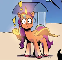 Size: 1079x1049 | Tagged: safe, derpibooru import, idw, sunny starscout, alicorn, earth pony, pony, my little pony: a new generation, spoiler:comic, spoiler:g5comic, spoiler:g5comic08, artificial horn, artificial wings, augmented, female, g5, image, jpeg, mare, race swap, solo, sunnycorn, wings