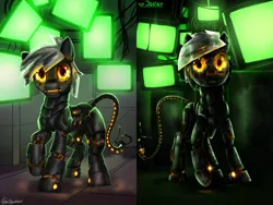 Size: 4000x3000 | Tagged: safe, artist:jedayskayvoker, derpibooru import, oc, oc:felicity(robopony), pony, robot, robot pony, glow, glowing eyes, image, png, redraw, shiny, solo