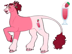 Size: 1280x960 | Tagged: safe, artist:s0ftserve, derpibooru import, oc, oc:strawberry swirl, earth pony, hybrid, pony, adopted, adopted offspring, coat markings, curly hair, facial hair, freckles, image, interspecies offspring, leonine tail, male, multicolored hooves, offspring, parent:pinkie pie, parent:princess skystar, parents:skypie, png, ponytail, simple background, solo, stallion, transparent background, unshorn fetlocks