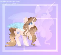 Size: 1024x921 | Tagged: safe, artist:existencecosmos188, derpibooru import, oc, unofficial characters only, alicorn, pony, alicorn oc, deviantart watermark, female, horn, image, jpeg, makeup, mare, obtrusive watermark, raised hoof, smiling, watermark, wings, zoom layer