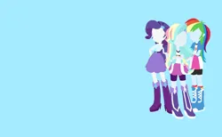 Size: 1324x814 | Tagged: safe, artist:goupix-flocon, artist:prettycelestia, rainbow dash, rarity, oc:opalescent, equestria girls, belt, boots, clothes, fusion, high heel boots, image, jacket, multiple arms, png, shoes, short skirt, skirt